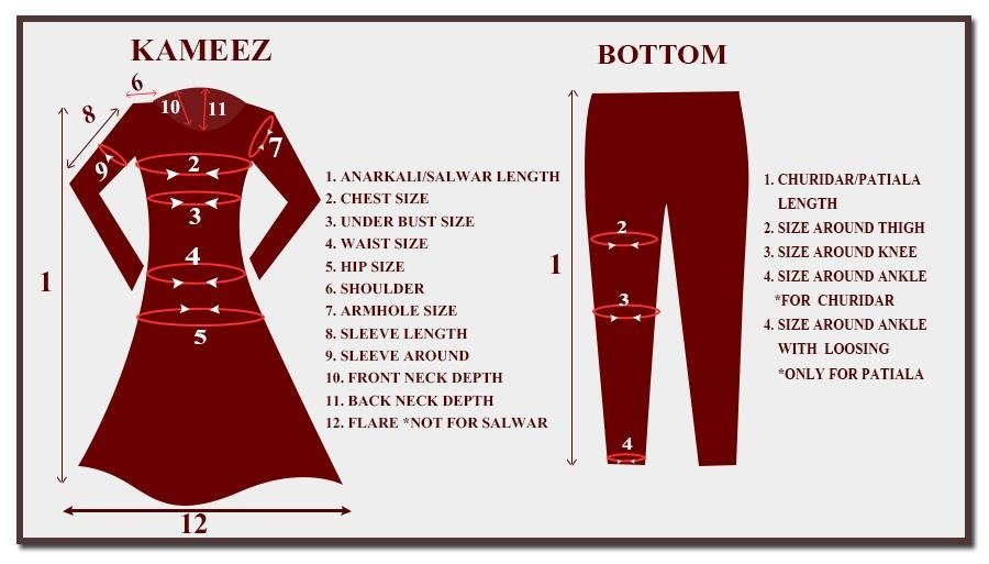 Kameez & Bottom Measurement Guide